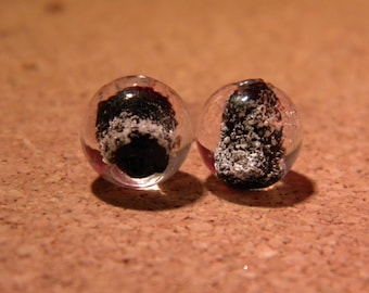 5 perlas de vidrio 10 mm - perla de vidrio de murano fosforescente - perla negra - fosforescente - PF35
