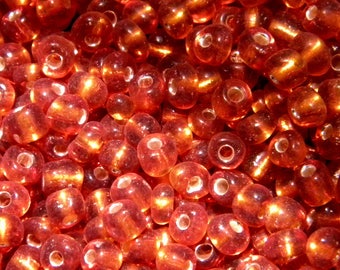 20 gr perles de rocaille verre translucide 2 tons- 4 mm -ambre clair-ROC58