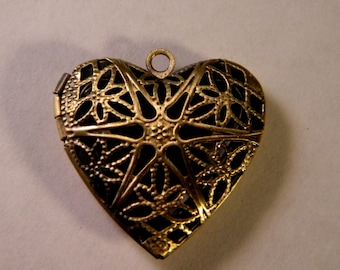 1 pendant - Locket door photo-heart-bronze 25 mm B025