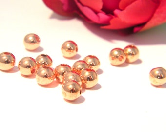 50 separation beads -rose gold gold pearl - 5 mm- spacer bead- metal pearl - Q106