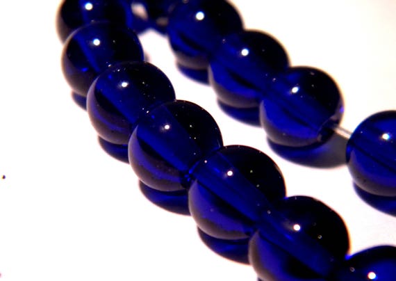 30 perles verre 10 mm - perle de verre translucide- perle 10 mm - perle bleu nuit - Q184