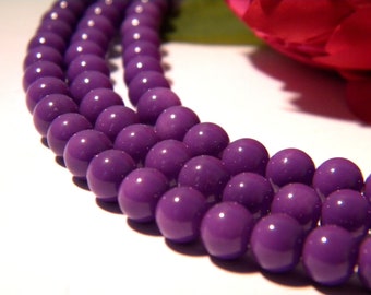 6 mm glass beads - pearl purple round glass - cooked glass bead - 35 Pcs - shiny bakingpaint pearl - H125-1