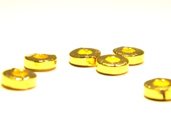 25 gouden spacer parel, metalen parel, spacer parel, 6 x 1,5 mm, gouden parel, A311