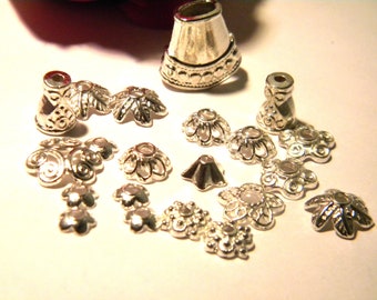 20 bead caps silver cap spacer CAP, Cup caps Silver Cup size and shape A72 mixed 8 to 25 mm