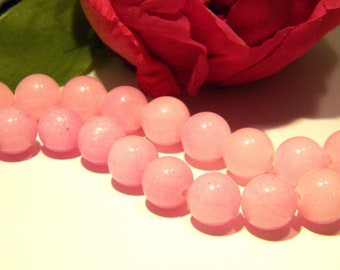 10 perles jade mashan  naturelle 10 mm -rose - gemme pierre fine - jade 10mm - Q187-2