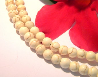 50 Elfenbein howlite Perlen , synthetische howlite 6 mm , perle howlite runde, perle beige Q6
