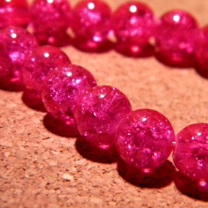 glass Crackle 8 mm - dark fuchsia - PF57 50 beads