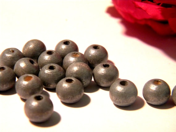 100 Grey Wood Beads Pearl Bead Natural Wood, Wood Mm Graywood