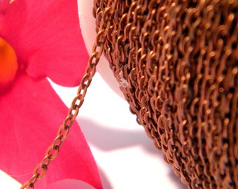 2 M. rolo mesh chain, 3mm x 2mm link - red copper mesh chain - 2Mde chain, NF70