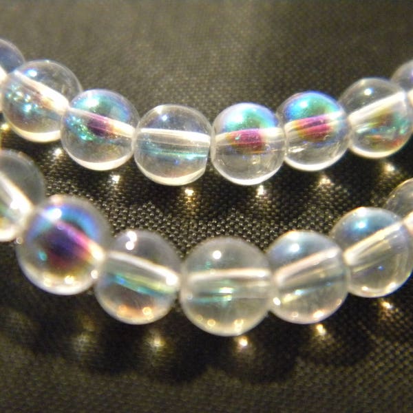 80 perles verre-lumineuse- 4 mm- verre bicolore effet métal et glass-transparent- G100-7