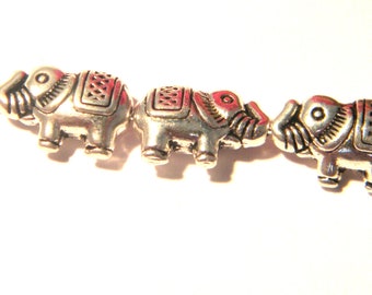 10 Elephant metal beads - silver metal charm - elephant bead 12.5 mm - Q54