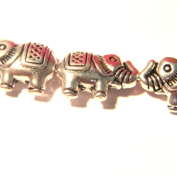 10 Perles métal éléphant- breloque métal argenté - perle éléphant 12.5  mm - Q54