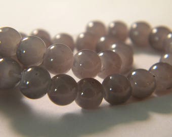 90 perles en verre "jade"  6 mm -gris- PE231
