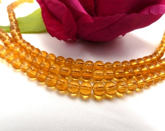 100 4 mm glass beads - translucent glass bead - 4 mm bead - amber - Q343-2