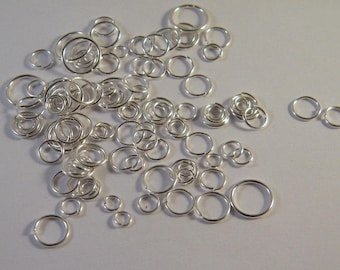 batch of 500 rings (12g) silver - mixed size from 4 to 10 mm AN1