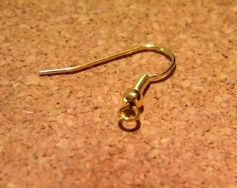 100 gold plated earring hooks 18 mm BC1