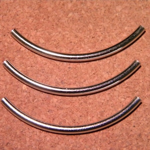 5-50 mm - curved tube beads spacer connectors - Silver 50 mm PF56