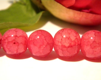 red glass beads, cracked glass bead 10 mm, cracked "agate" glass, 10 Pcs, imitation agate glass bead A192-3