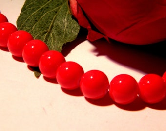 40 perles verre rouge , verre backing paint, perle 10 mm, perle verre , perle , bijoux fantaisie,  A144-3