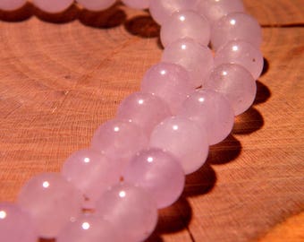 20 beads natural 8 mm - lilac pale jade - gem stone - J13