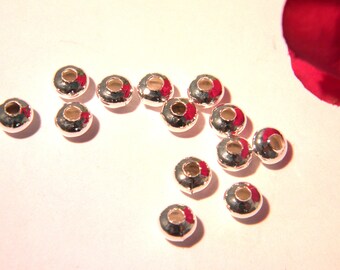 100 Perlen Billigung Geld, Perle Perle Spacer, 5 x 3 mm, Silber, Perle, Metall A16
