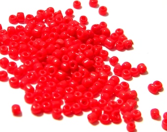 20 gr perles de rocaille rouge, perle de  verre 2 mm, rocaille  rouge vif  -  ROC170