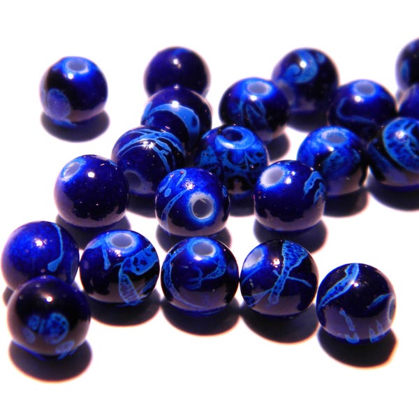 40 perles tréfilées- 8 mm -bleu royal- perle acrylique- PG61
