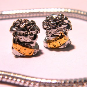 European - metal trophy charm bead LOVE 10 mm - metal - European bead - gold and silver - F202