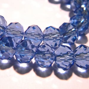 35 &quot;Austrian Crystal&quot; glass beads faceted - blue jeans - 8 mm x 6 mm - Crystal G192 glass bead