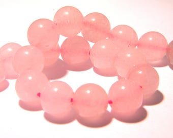 6 jade beads 10 mm - round beads - gemstone - pink gemstone - F160 - translucent