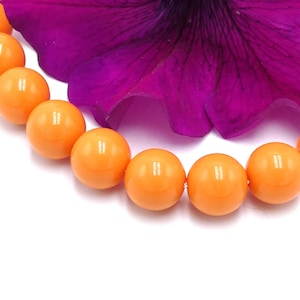 10 fired glass beads - 12 mm - quality fired glass, smooth and shiny - orange bead - A181-11