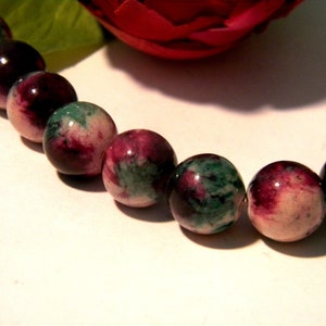 10 jade pearl, 12 mm pearl, natural jade, stone gem, natural stone, painted jade, purple green, A184-8 image 2