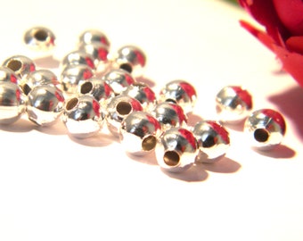 100 separation beads -silver pearl- 5 mm- spacer bead- metal bead - Q107