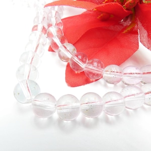 40 perle di vetro 8 mm - perla rosa trasparente bicolore, vetro elettrolitico, vetro traslucido, inserto glitter oro, - Q411-4