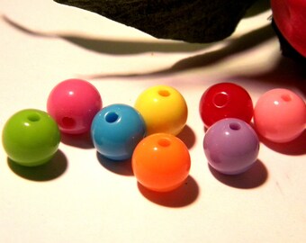 Perle bunte Acryl, Acryl Perle 12 mm, Pearl, bunt 12 mm, Kunststoff-Perlen, Menge 30 Perlen A95