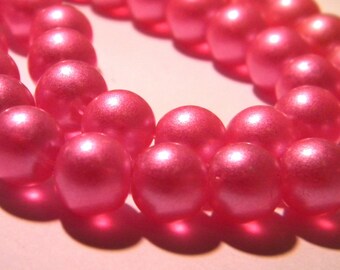 30 glass beads 10 mm - translucent glass bead - 10 mm bead - fuchsia - G152-4