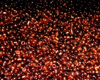 20 gr perles de rocaille verre 2 mm  marron foncé translucide -env.800 perles -  ROC74