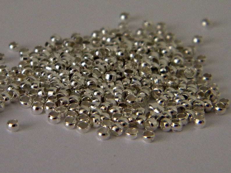 3 gr soit 300 unités de perles à écraser 2 mm argentée en laiton forme baril image 2