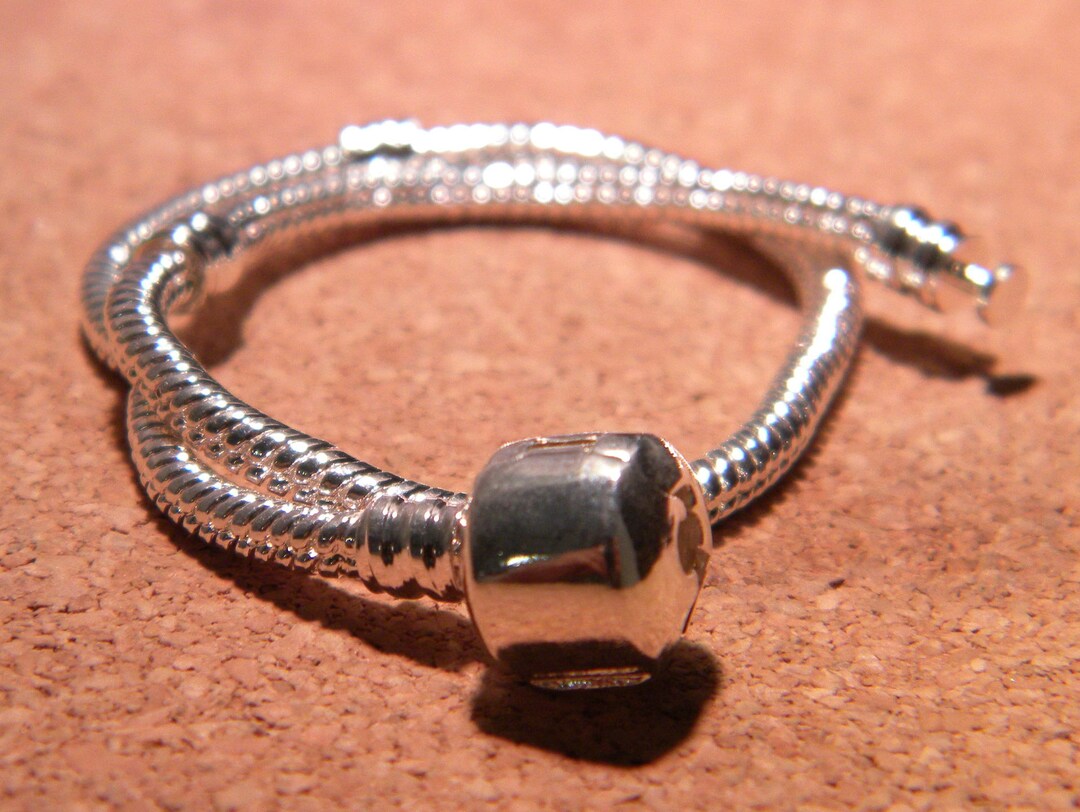 5 Breloques Perles Serpent Métal Argenté Avec Fermoir - Pour Création De Bijoux