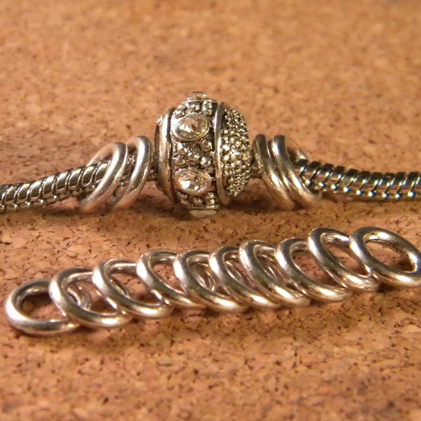 60 perle anneaux métal, perles intercalaire, perle métal, 8 mm, perle argentée, A01-B