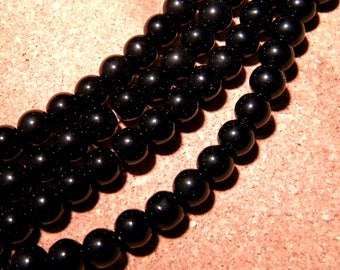 100 beads luminous glass - 6 mm - way &quot;jade&quot; - black - PF99