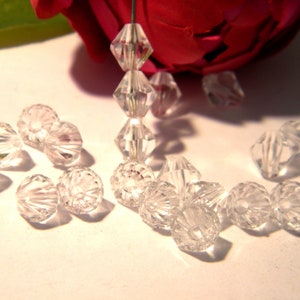 200 transparent acrylic bead, 6 mm acrylic bead, 6 mm faceted bead, plastic bead, A169