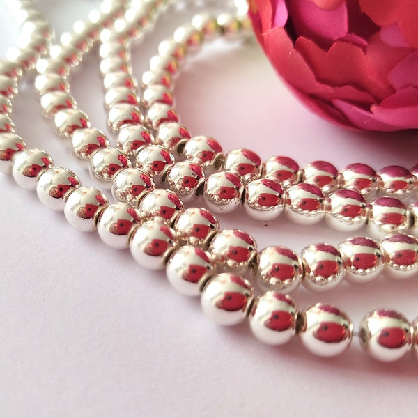 45 perles hématite  4 mm - perle   ARGENTE   - bracelet shamballa - hématite synthétique - Q97