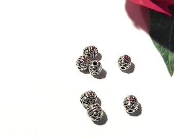 50 silver spacer bead, metal bead, spacer bead, 5.5 mm bead, silver bead, old silver - A306