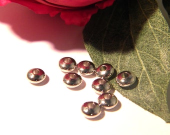 50 platinum spacer kraal, Pearl metalen kraal spacer, 6 x 3 mm, zilveren parel gunmetal, A18