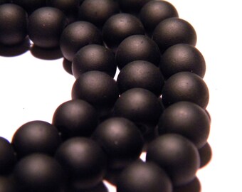 Lot De 8 Perles En Verre De Bohème Twist à Facettes Noires - Ancien Stock Tchécoslovaquie