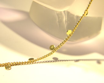 Curb chain, fine mesh 2 x 2 mm - 0.50m chain with charm - trendy bracelet necklace creation - gold plated - NF112