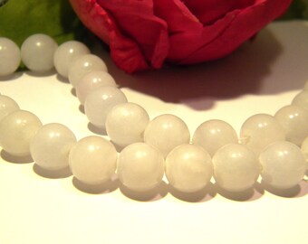 10 perles jade mashan  naturelle 10 mm - blanc gris - gemme pierre fine - jade 10mm - Q187-1