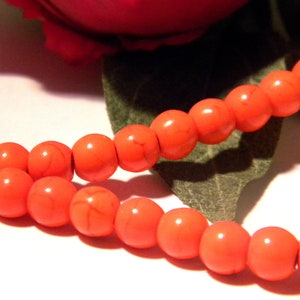 Orange howlite bead, Pearl howlite synthetic 6 mm Pearl howlite, 32Pcs, howlite gemstone H232 way