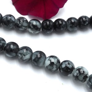 100 marbled glass beads - 8 mm bead-black gray bead - speckled glass bead, Q290